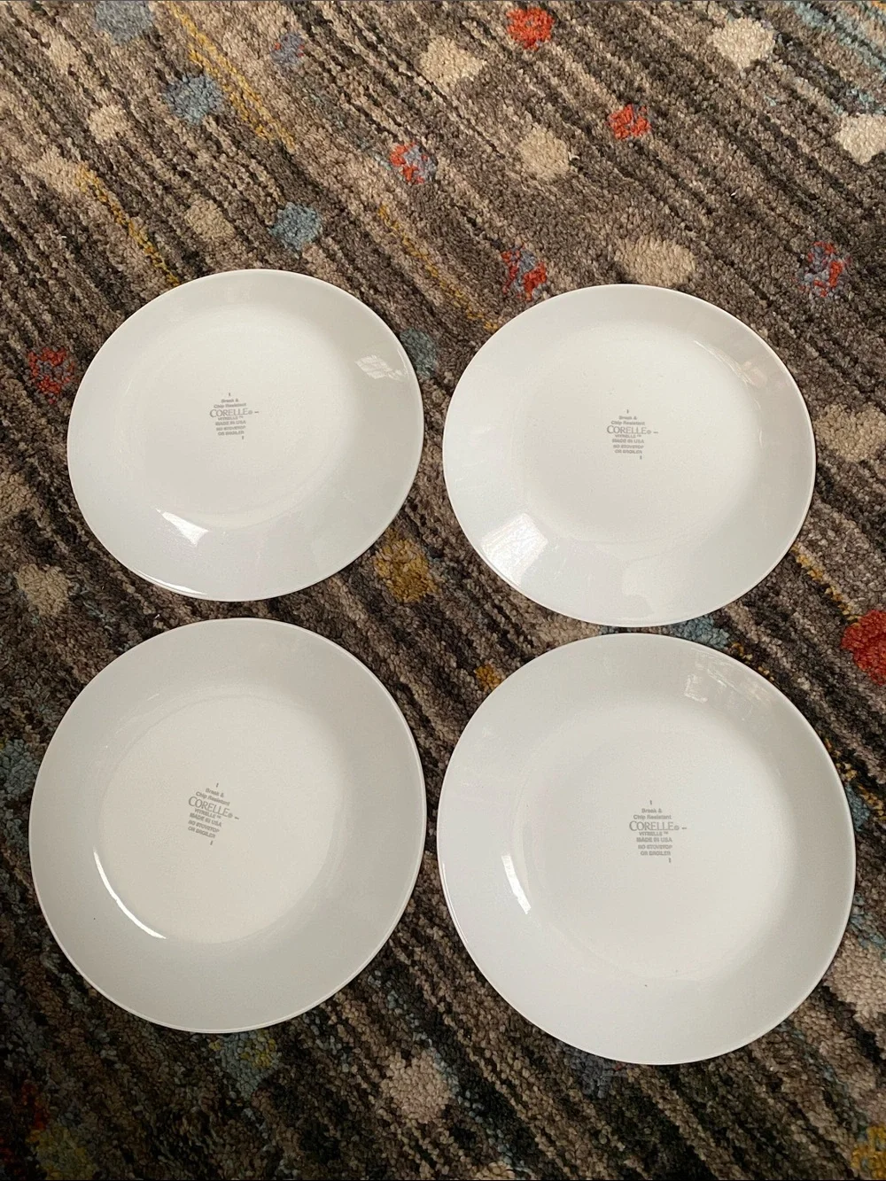Vintage CORELLE Rosemarie White, Teal and Pink Floral Bread and Butter Plates